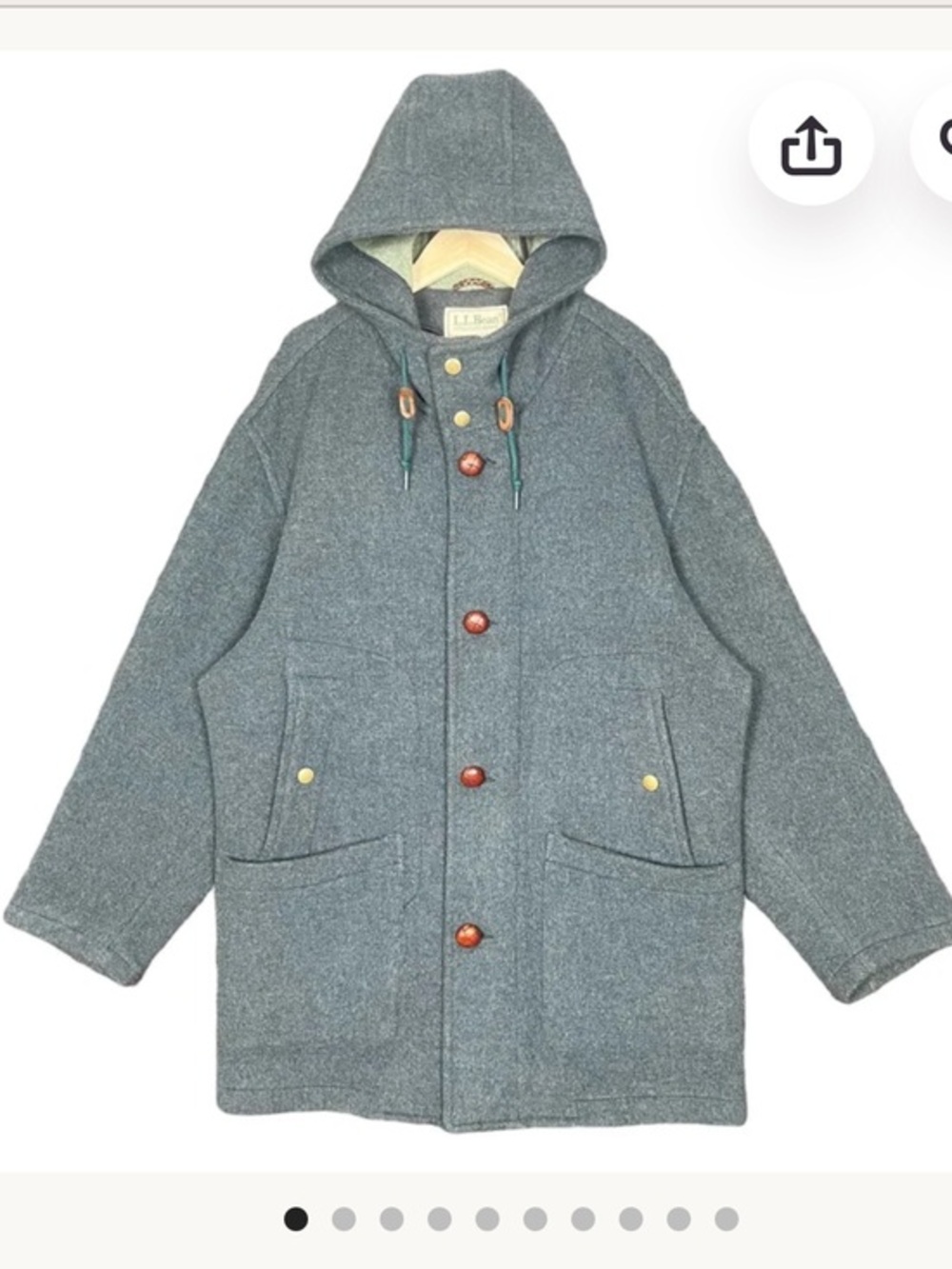 Vintage LL Bean Duffel Coat Wool Blue Grey Large